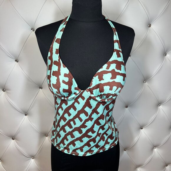 Victoria's Secret Brown And Blue Halter Swimsuit Size 34B - Picture 1 of 10